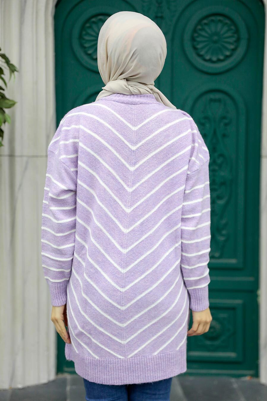 Lilac Striped Tunic Sweater - Chaddors