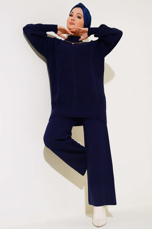 Navy Cable Knit Co-ord - Chaddors