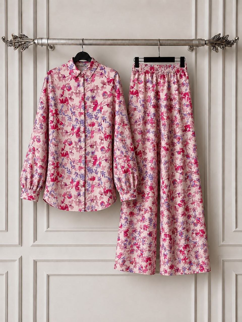 Pink Printed Turkish Co‑ords Set - Chaddors