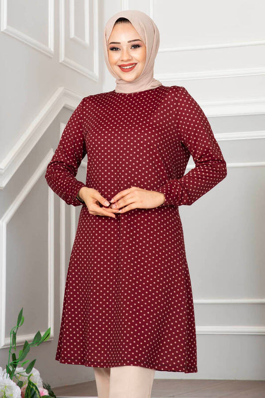 Maroon Polka Dots Turkish Tunics