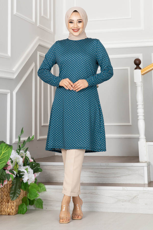 Teal Polka Dots Turkish Tunic