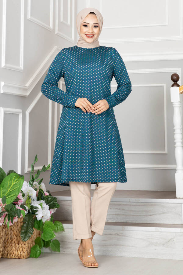 Teal Polka Dots Turkish Tunic