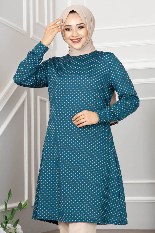 Teal Polka Dots Turkish Tunic