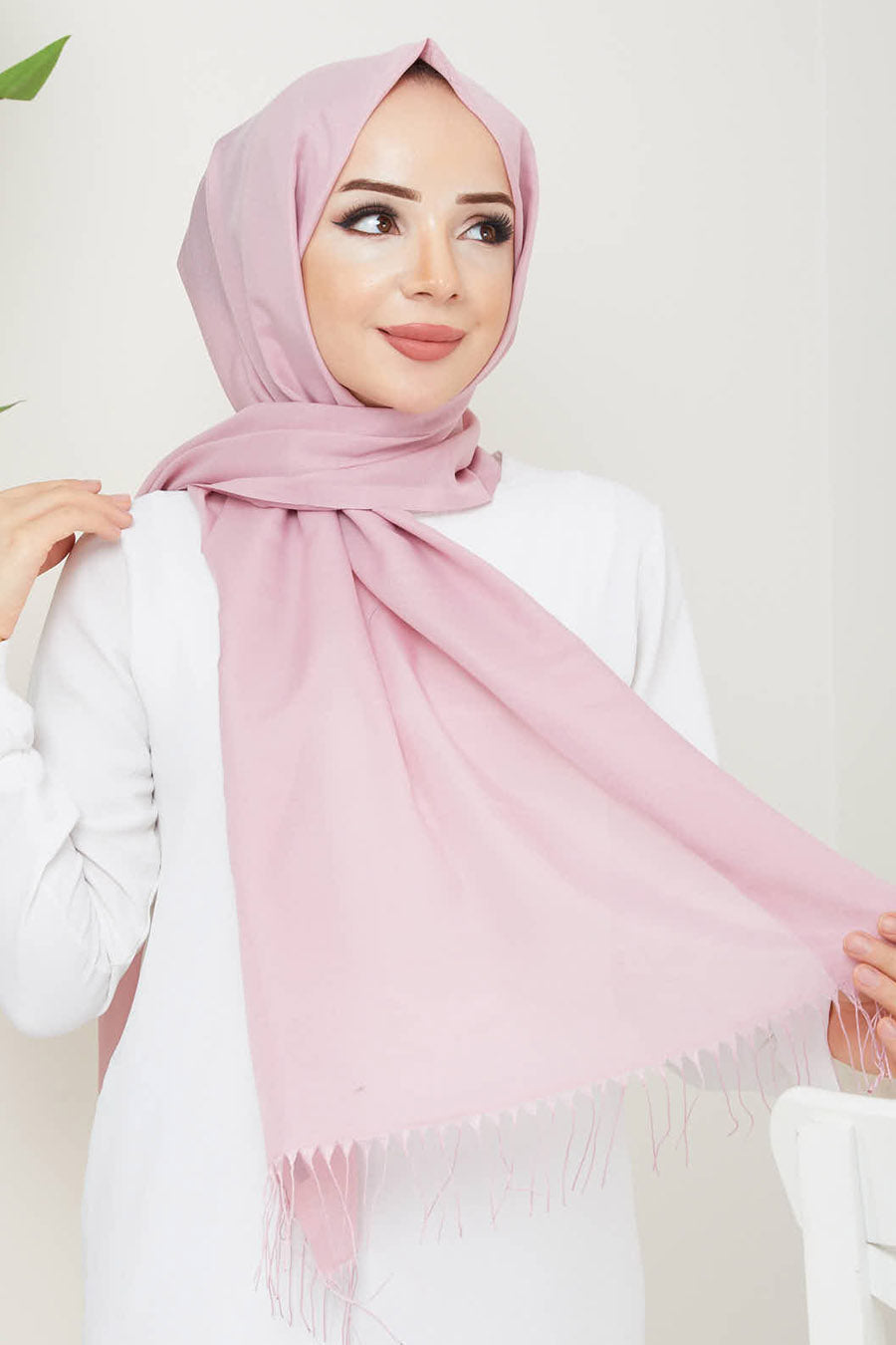 Plain Tassel Turkish Hijab +