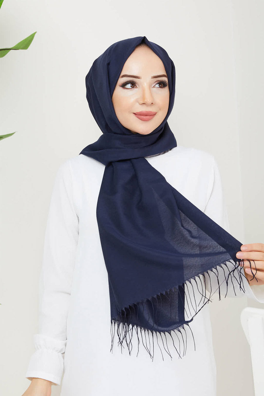 Plain Tassel Turkish Hijab +