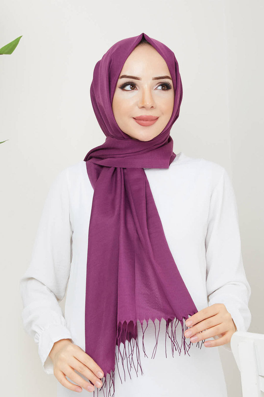 Plain Tassel Turkish Hijab +