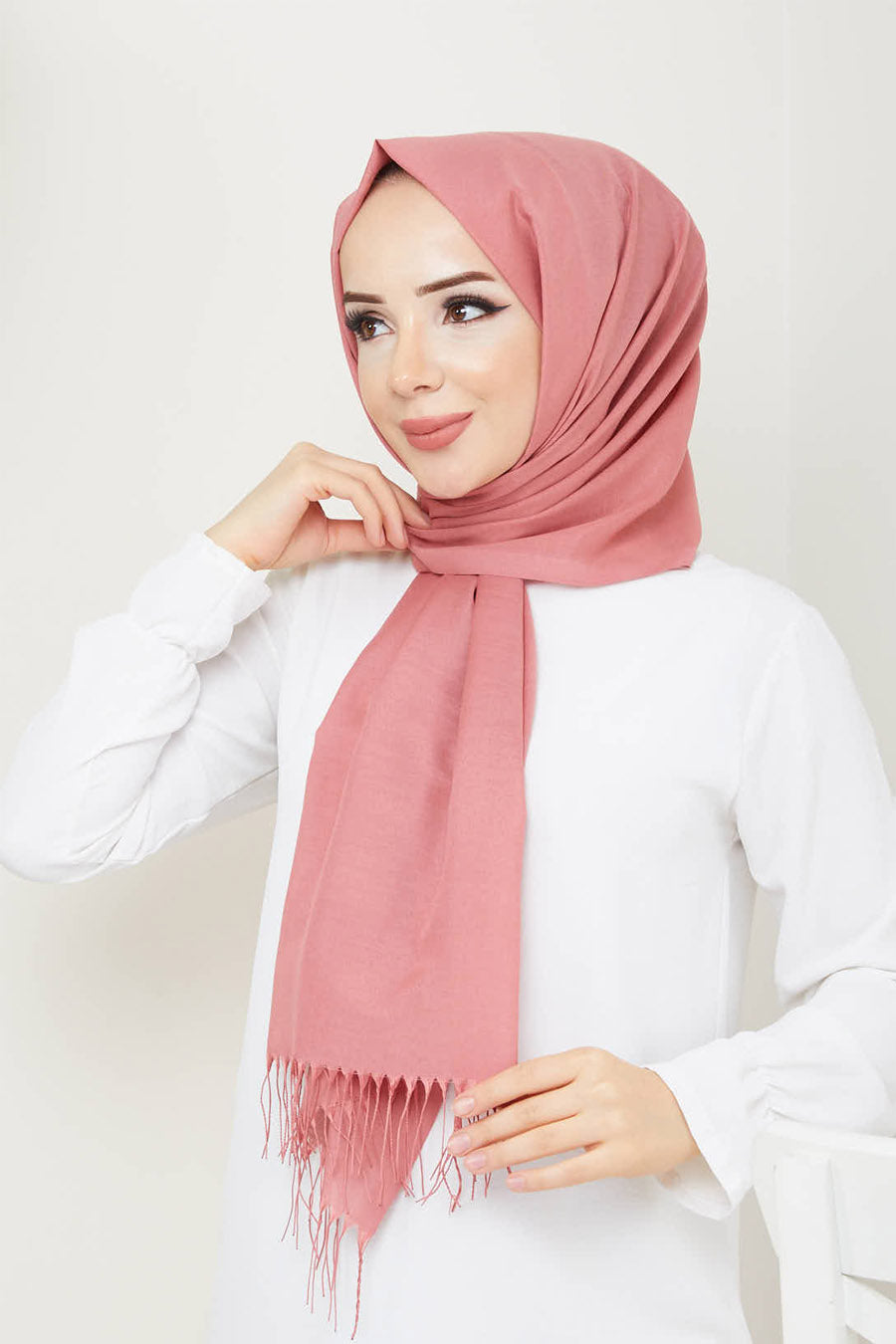 Plain Tassel Turkish Hijab +