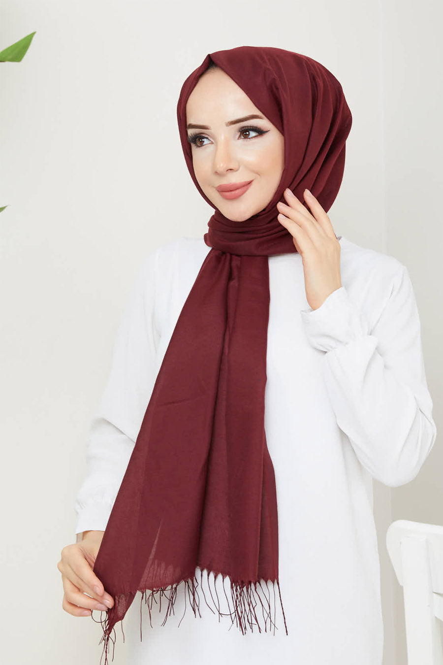 Plain Tassel Turkish Hijab +