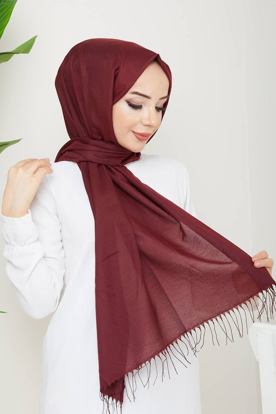 Plain Tassel Turkish Hijab +