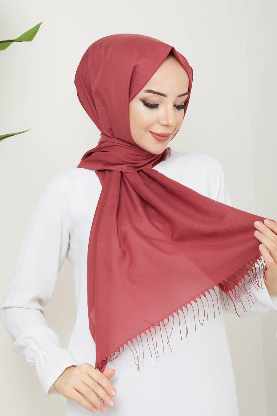 Plain Tassel Turkish Hijab +