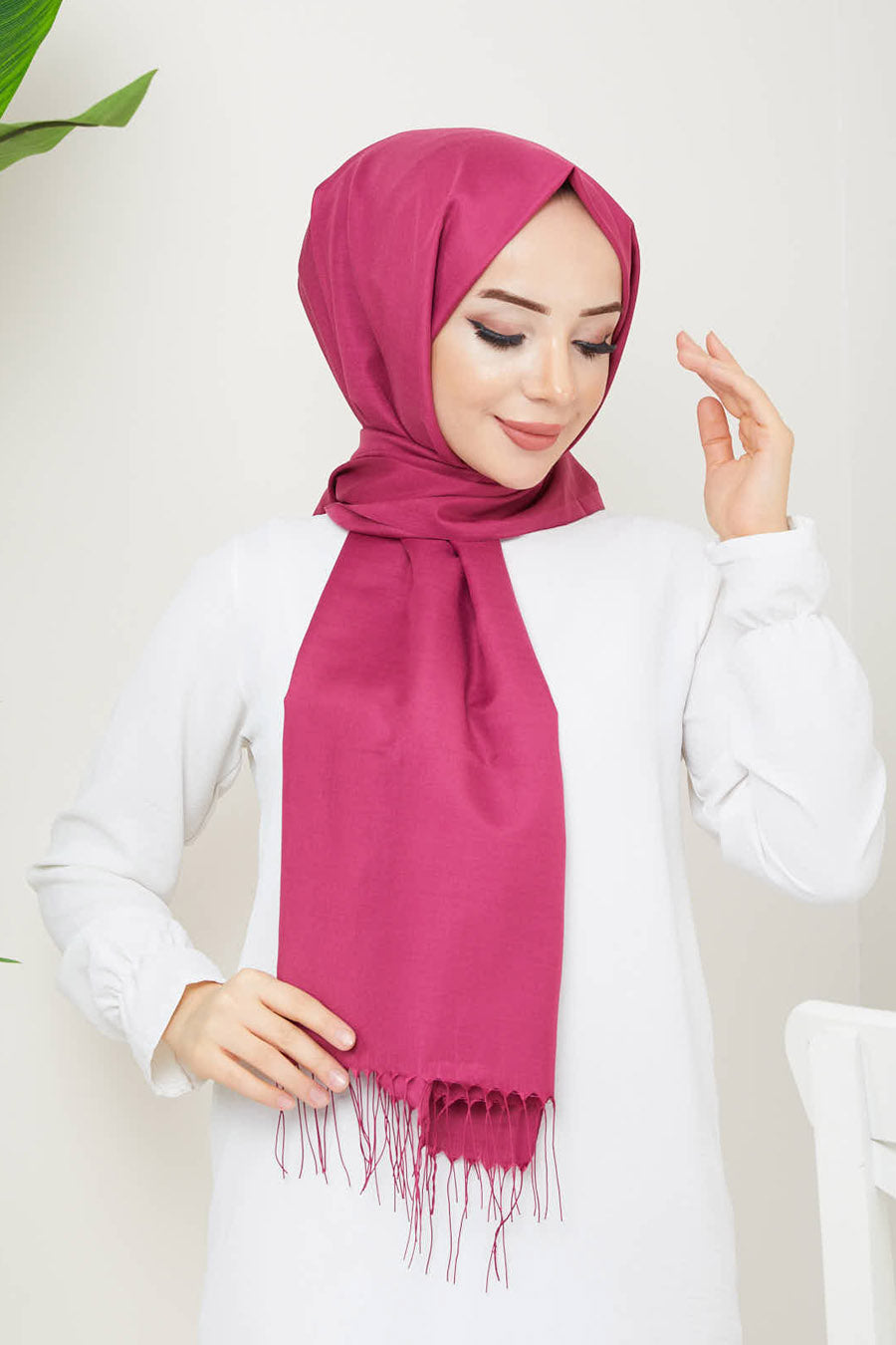 Plain Tassel Turkish Hijab +