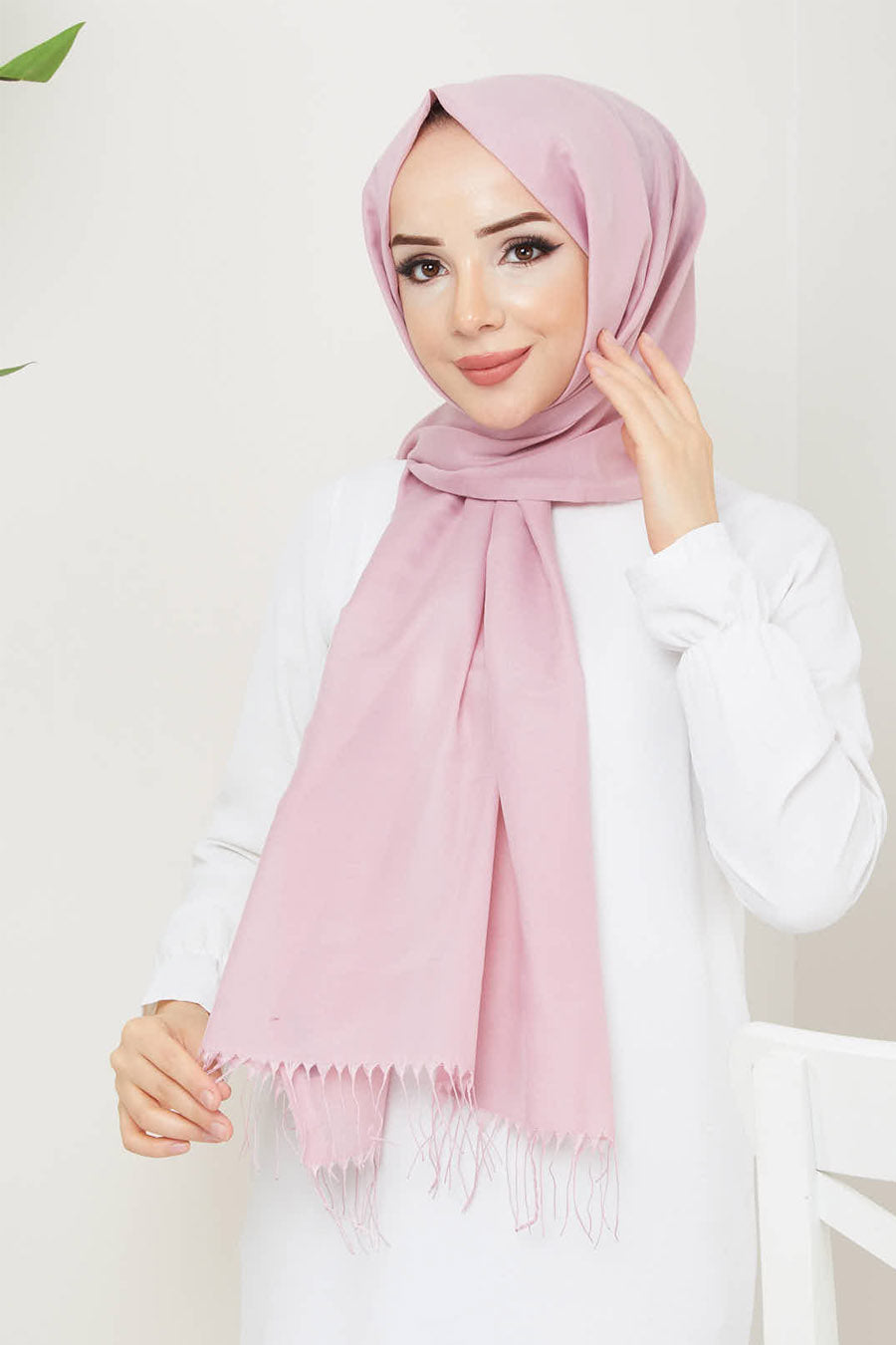 Plain Tassel Turkish Hijab +