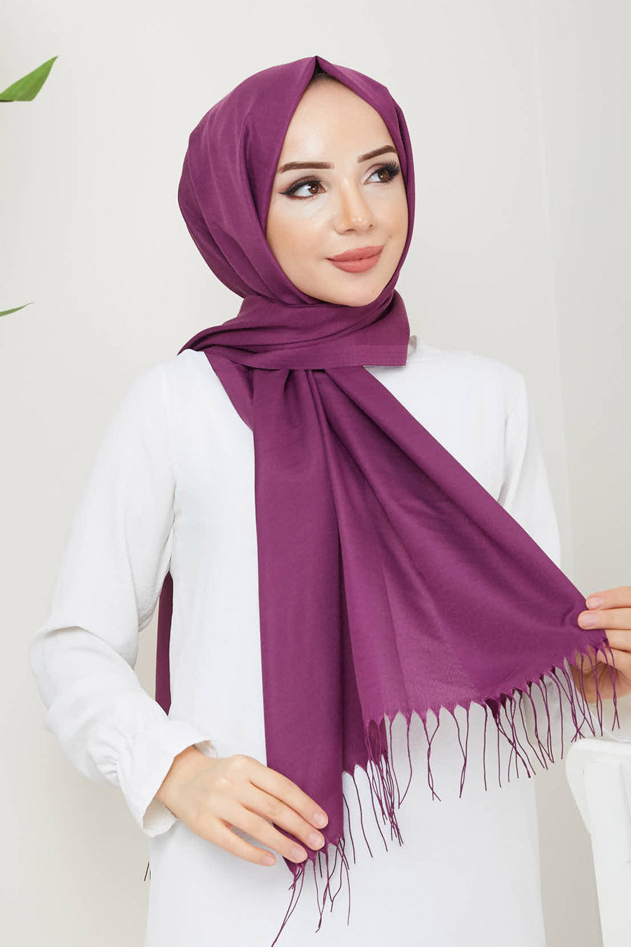 Plain Tassel Turkish Hijab +