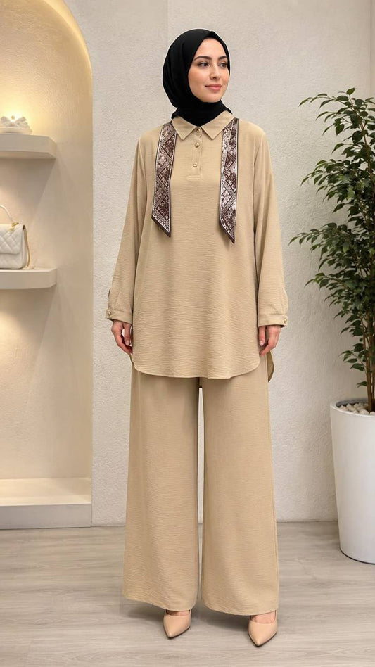 Beige Turkish Co-ord Set