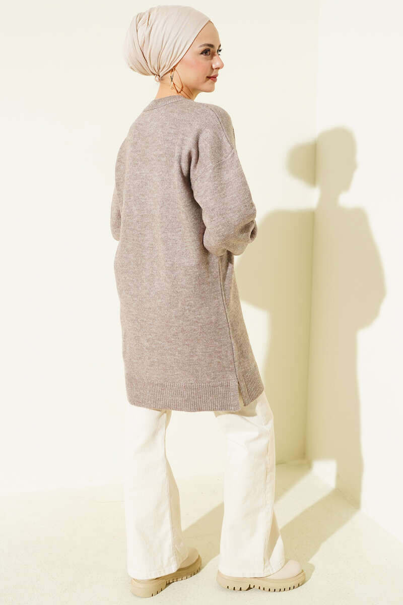 Mink Floral Embroidered Soft Knit Tunic - Chaddors