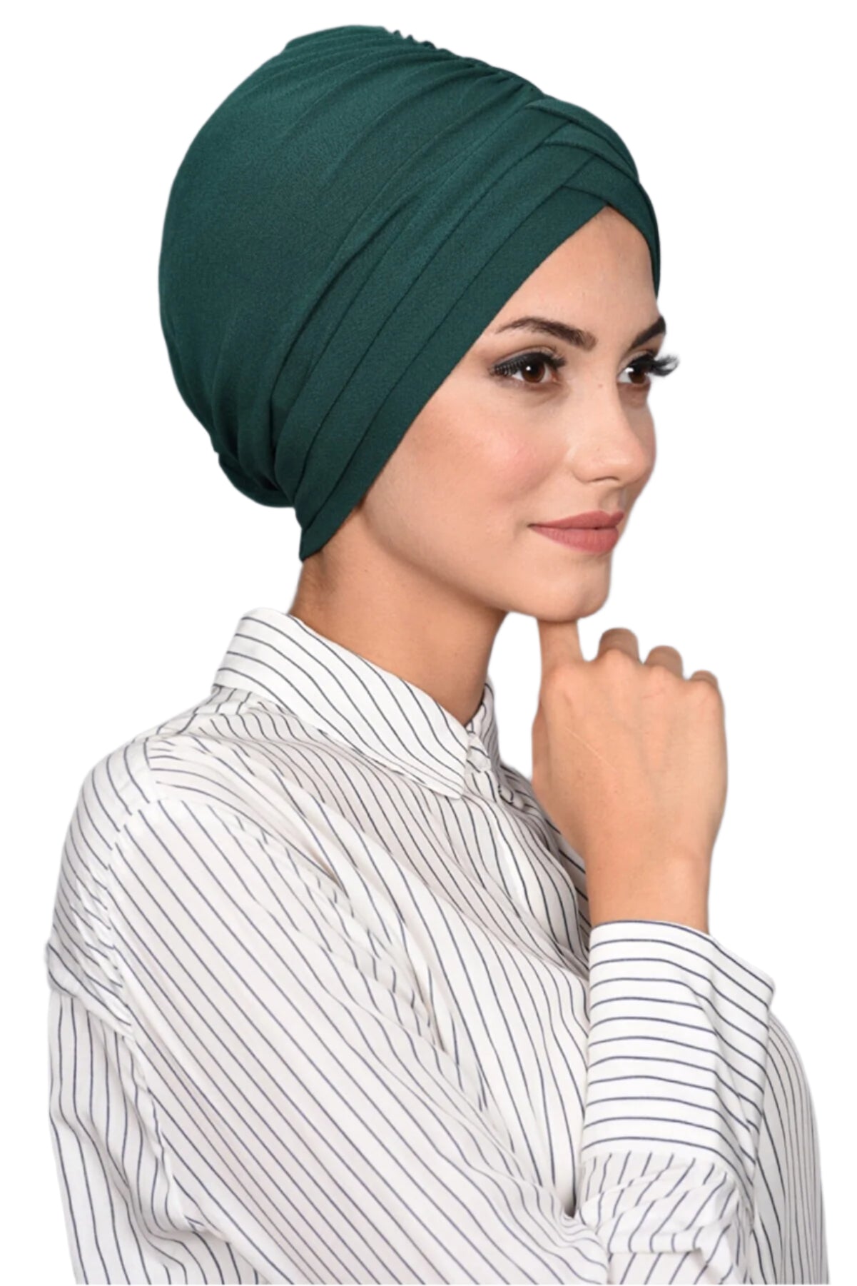Dark Green Front Pleats Turbans