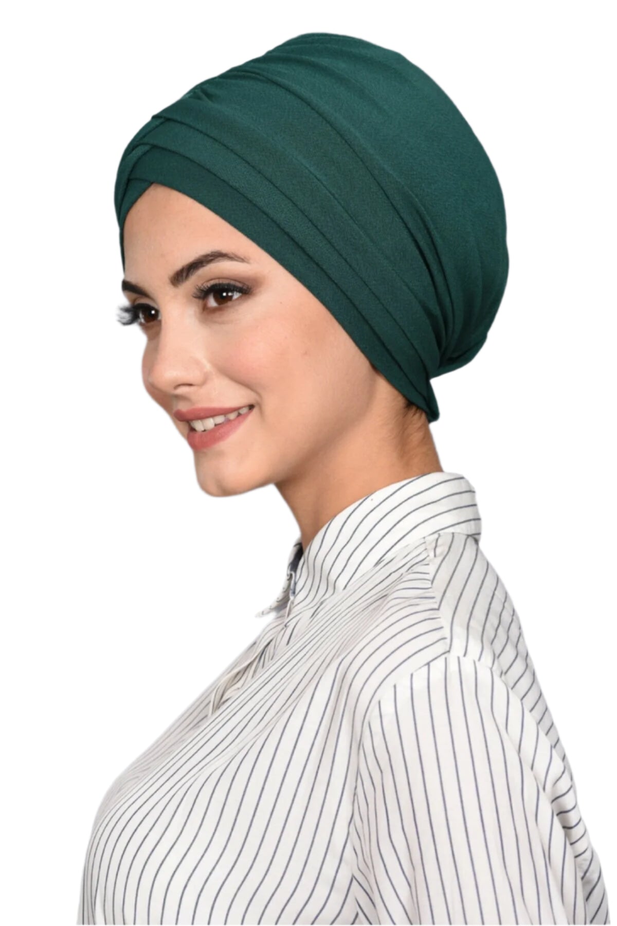 Dark Green Front Pleats Turbans