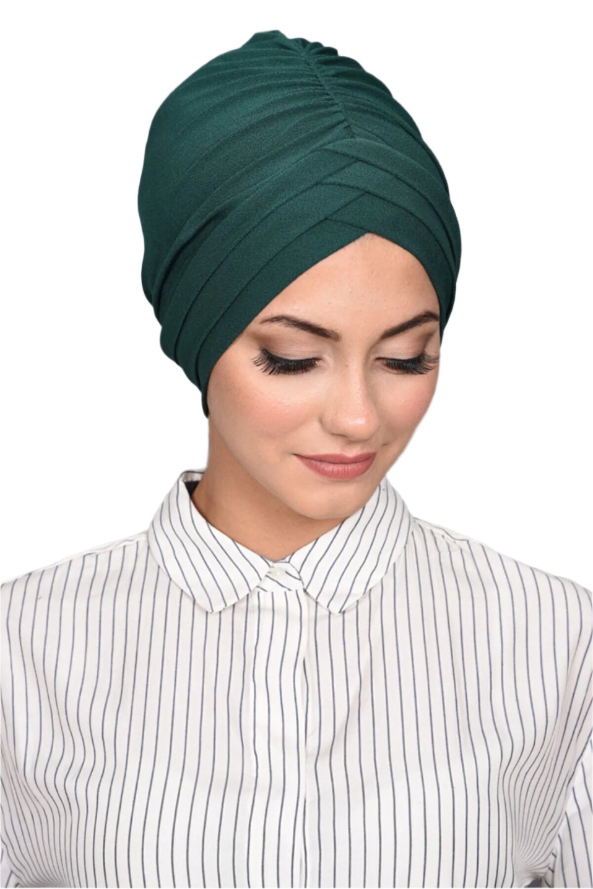 Dark Green Front Pleats Turbans