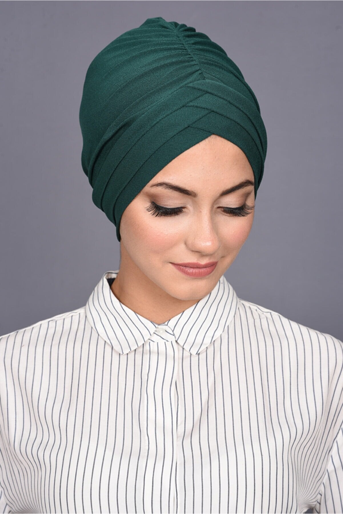 Dark Green Front Pleats Turbans