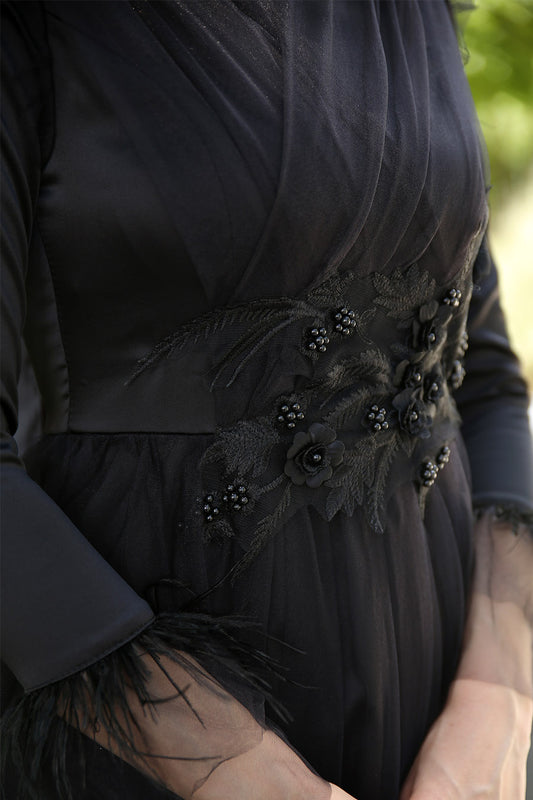 Manha Black Princess Turkish Dress