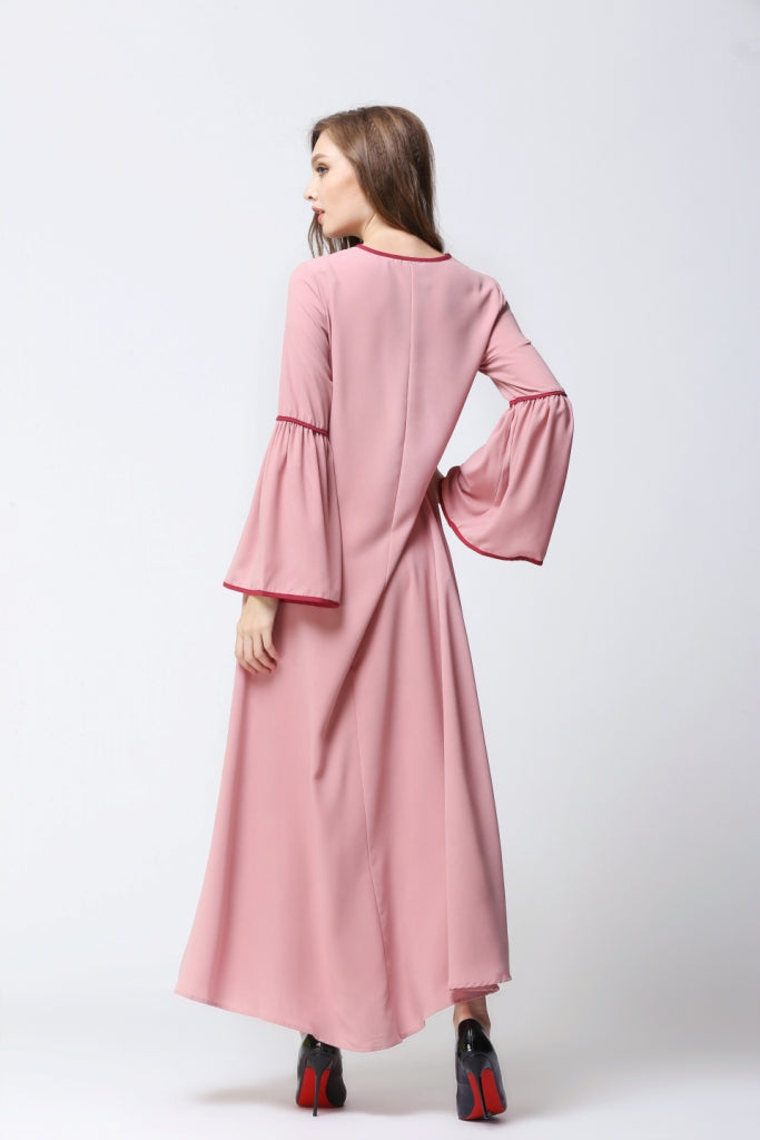 Pink Bell Sleeves Abaya - Chaddors