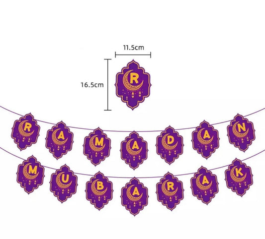 Purple Ramadan Mubarak Banner - Chaddors