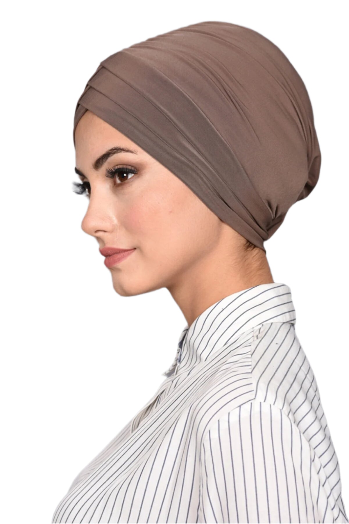 Brown Front Pleats Turbans