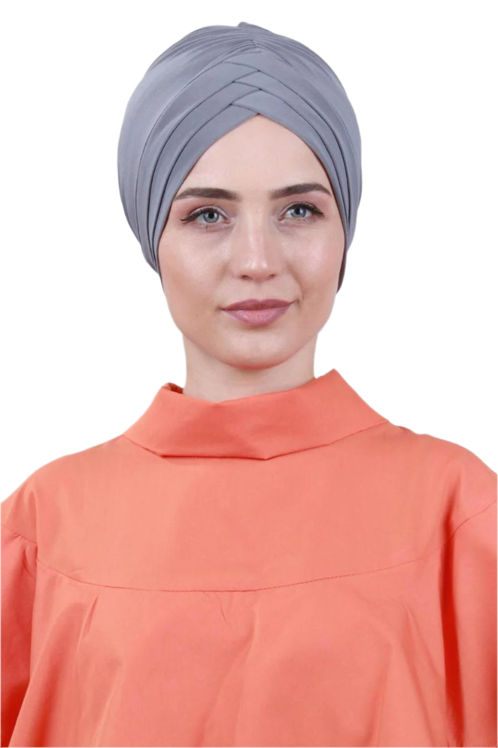 Gray Front Pleats Turbans