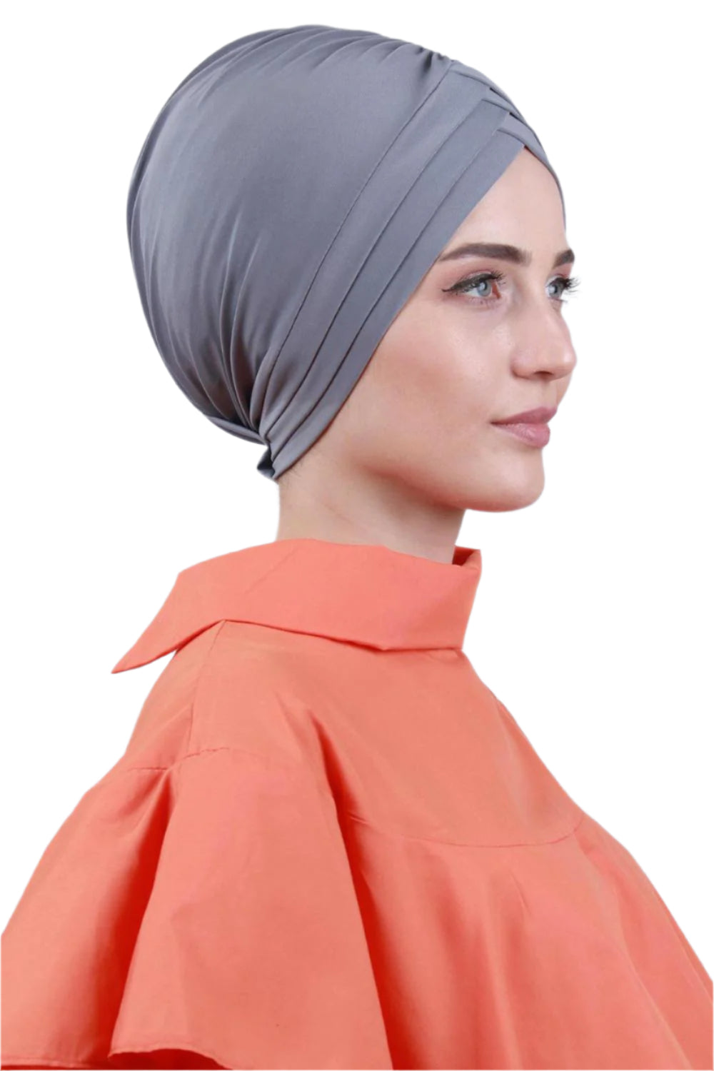 Gray Front Pleats Turbans