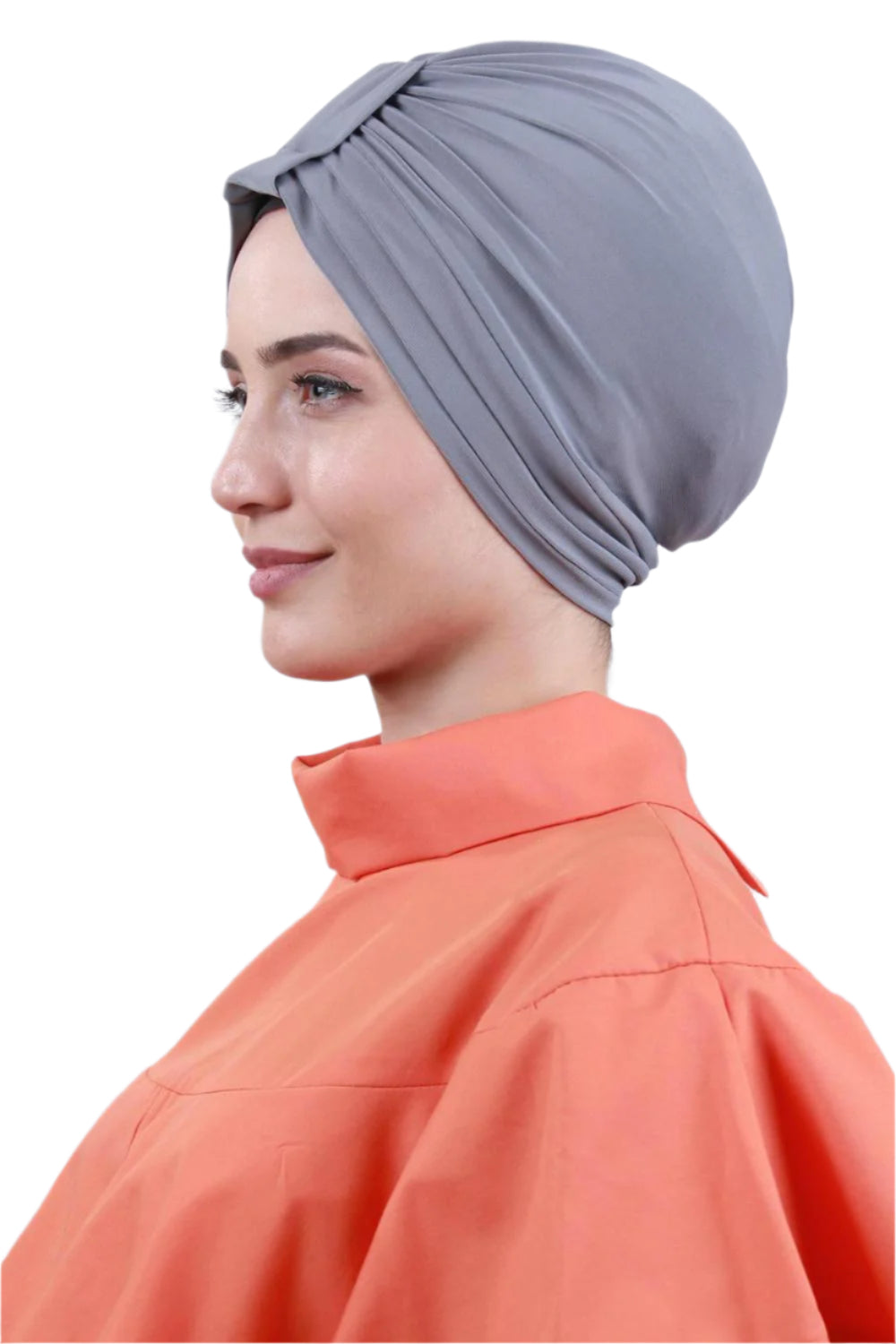 Gray Front Pleats Turbans