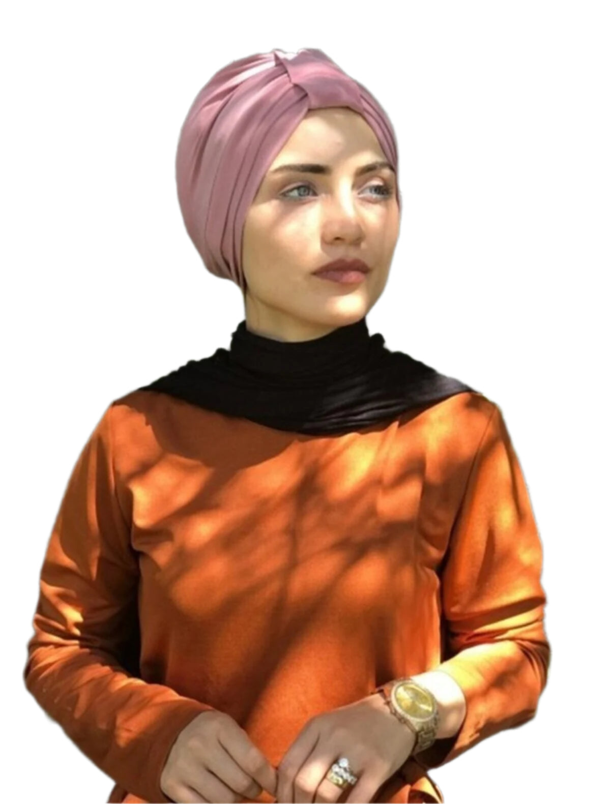 Pink Front Pleats Turbans