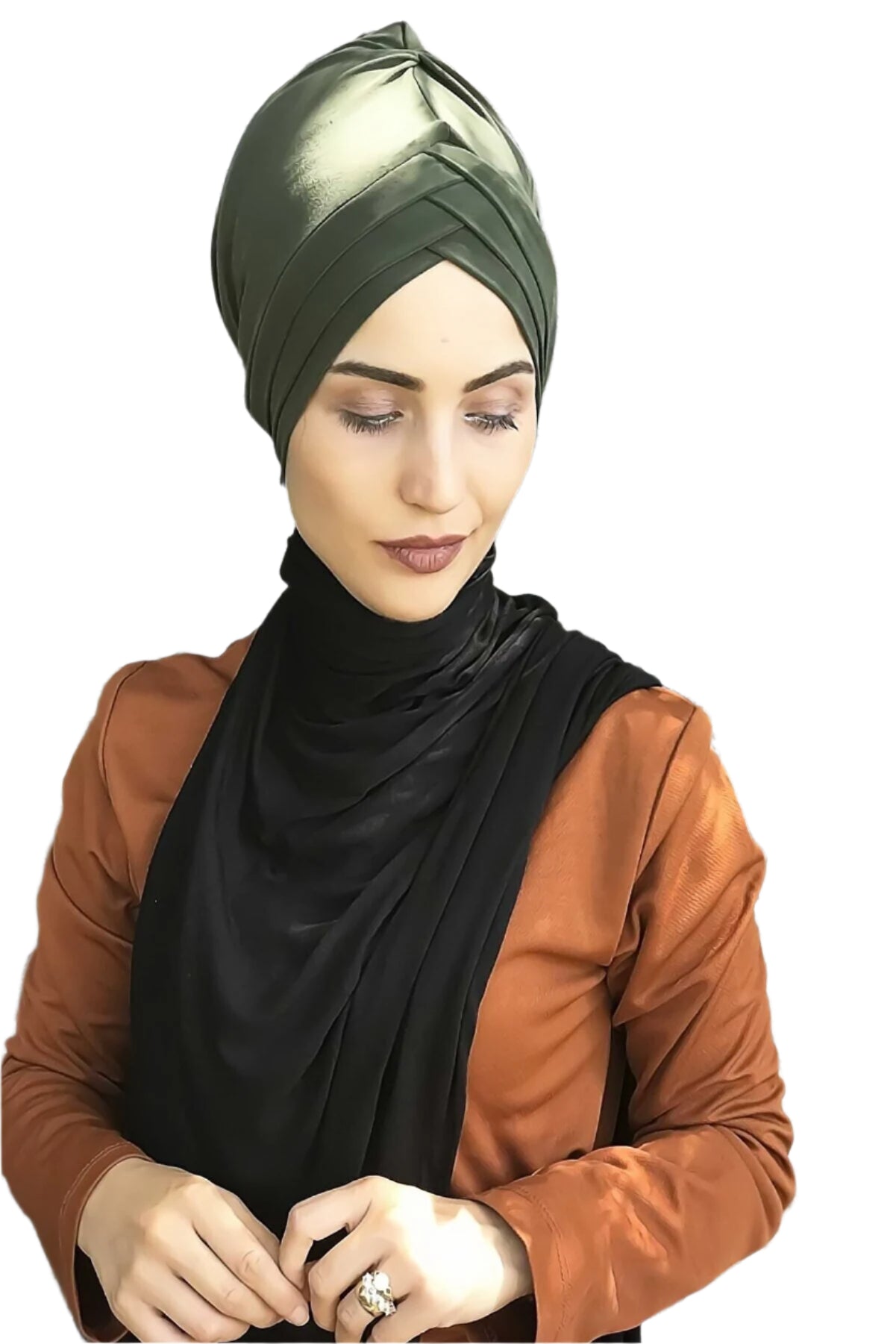 Army Green Front Pleats Turbans