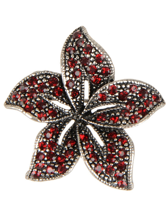 Red Flower Stones Brooch