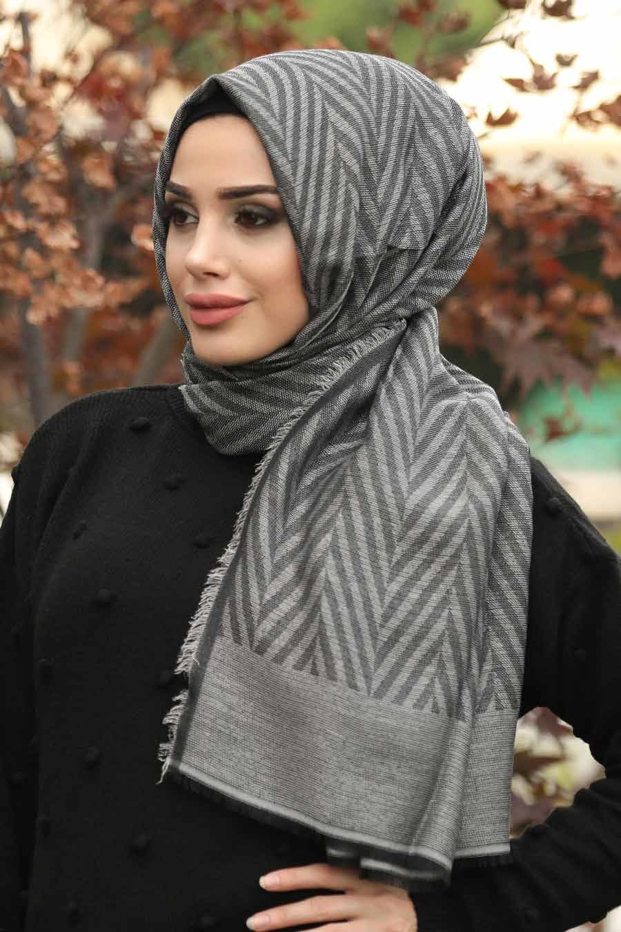 Shimmer Chevron Turkish Hijab + - Chaddors