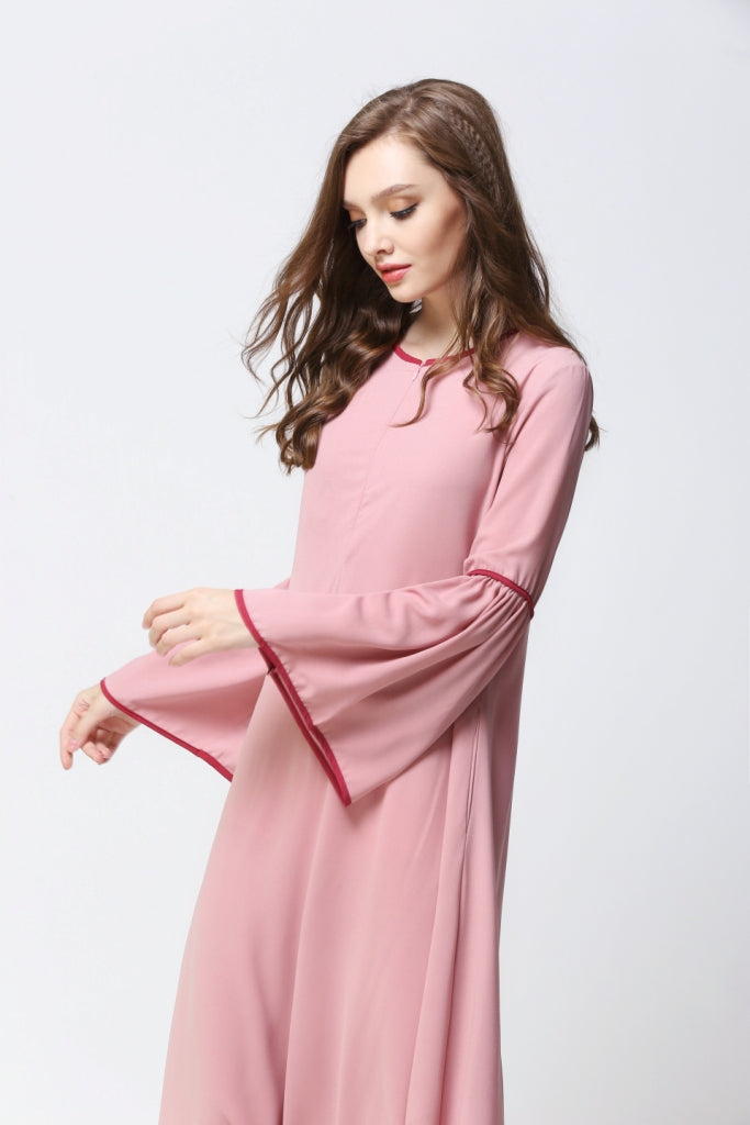 Pink Bell Sleeves Abaya - Chaddors