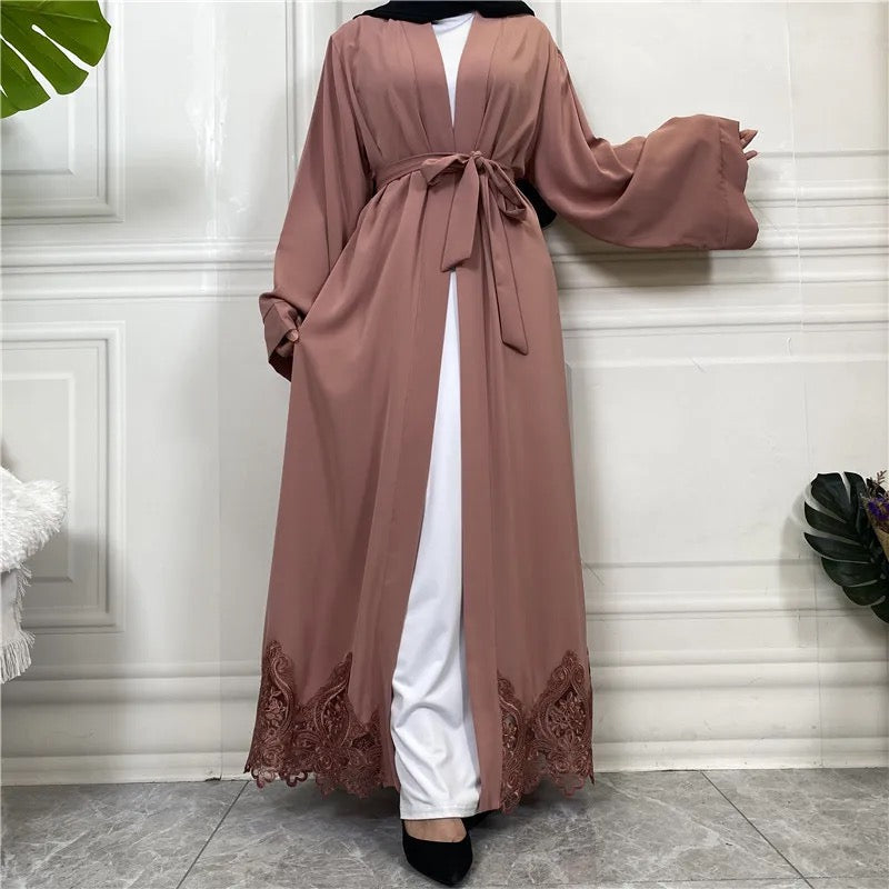 Lace Edge Kimono Abaya - Chaddors