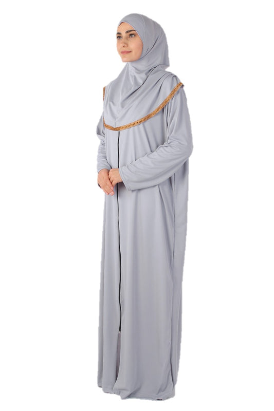 Lt Gray Zipper Turkish Prayer Dress