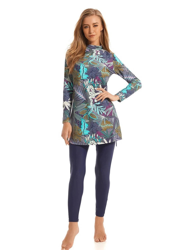 Navy Printed Burkini - Chaddors