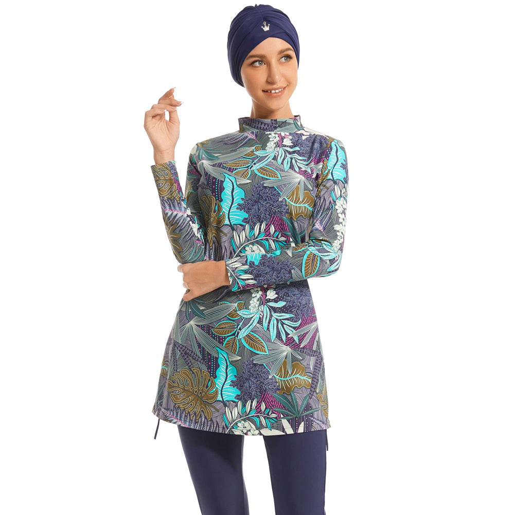 Navy Printed Burkini - Chaddors