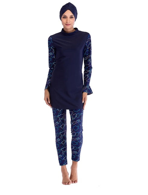 Navy Fish Design Burkini - Chaddors