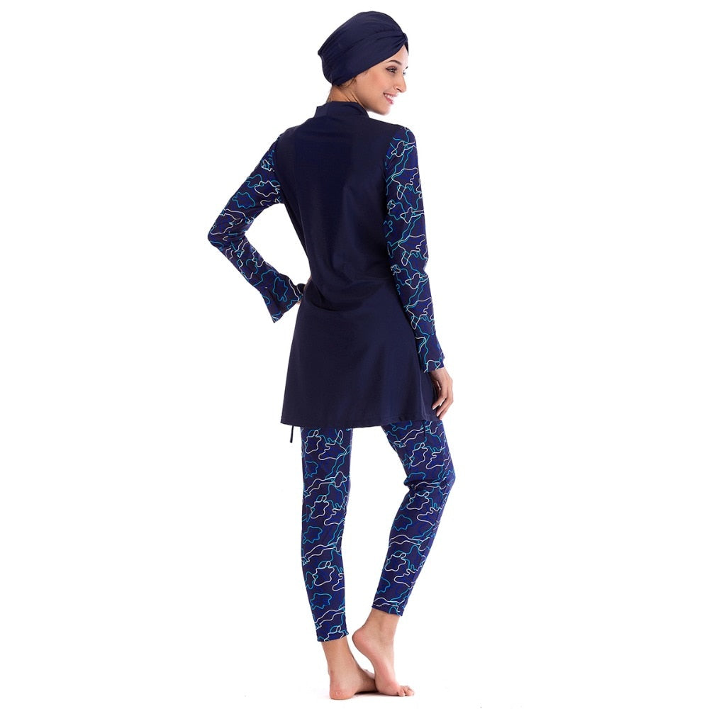 Navy Fish Design Burkini - Chaddors