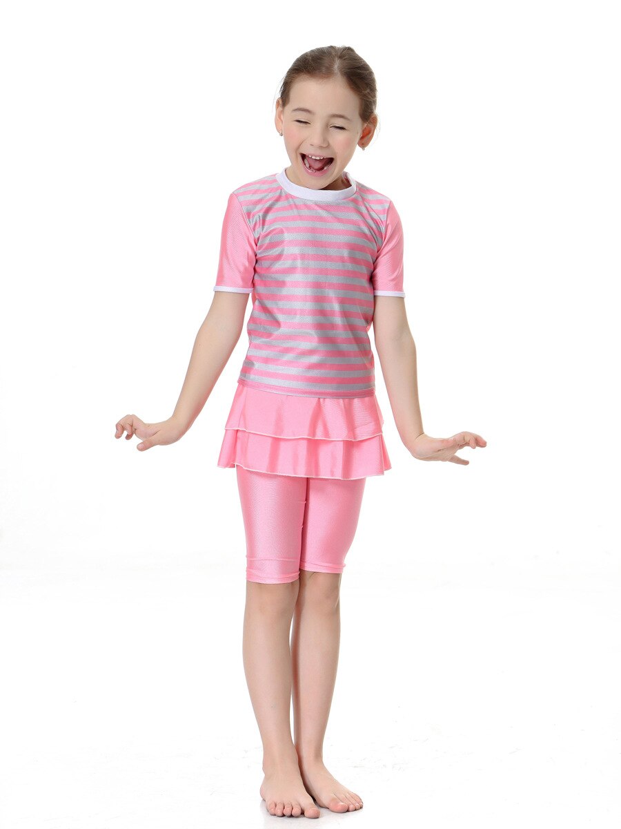 Pink Striped Girls Burkini