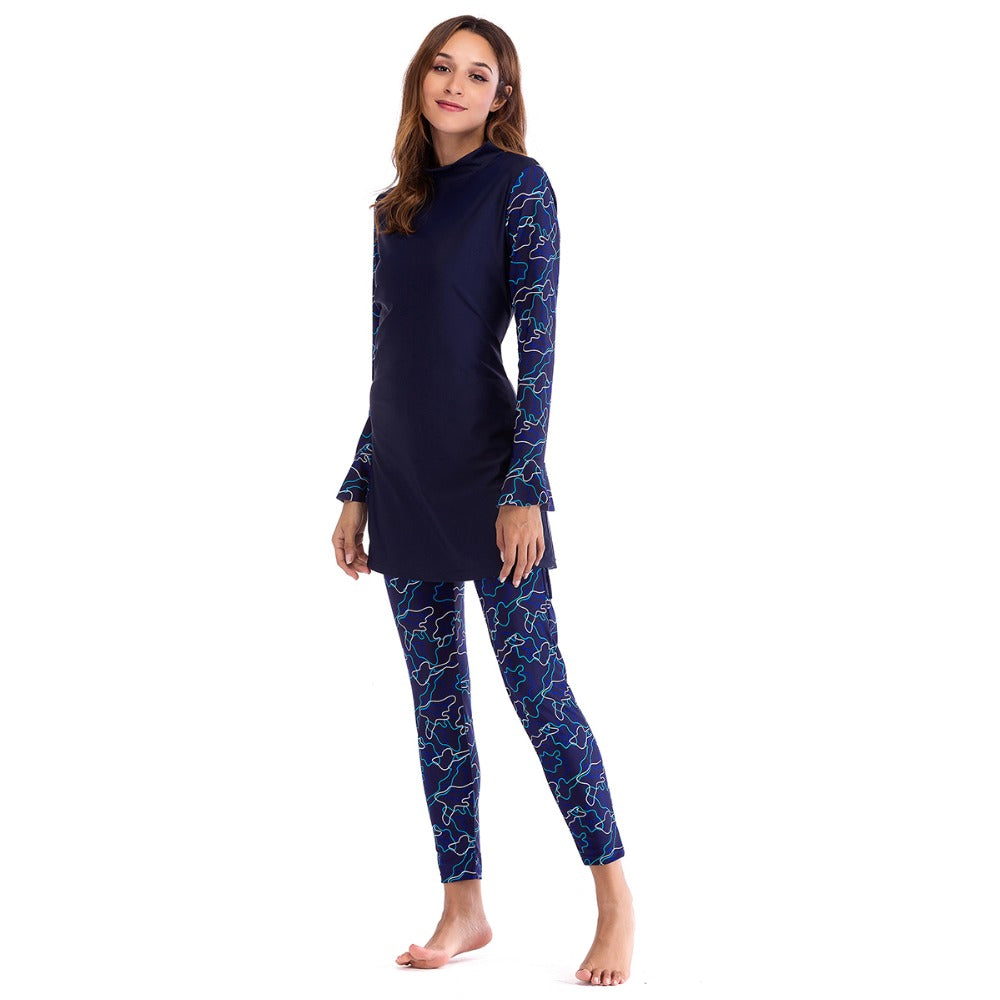 Navy Fish Design Burkini - Chaddors