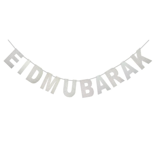 Silver Eid Mubarak Banner - Chaddors