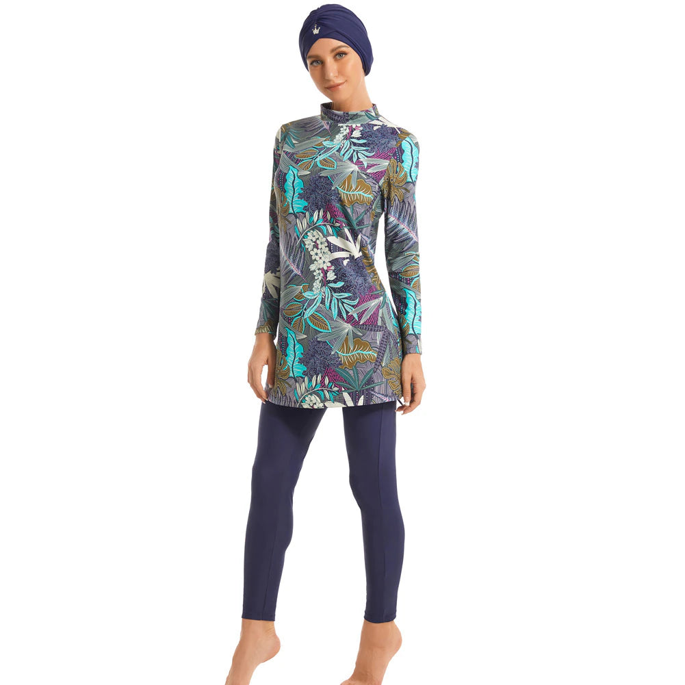 Navy Printed Burkini - Chaddors