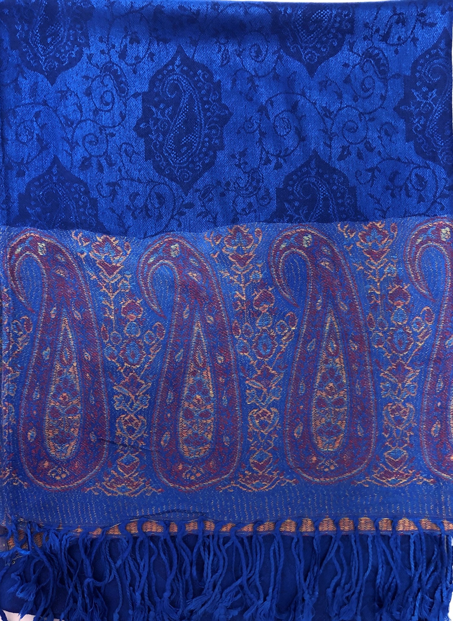 Royal Blue Border Pashmina - Chaddors