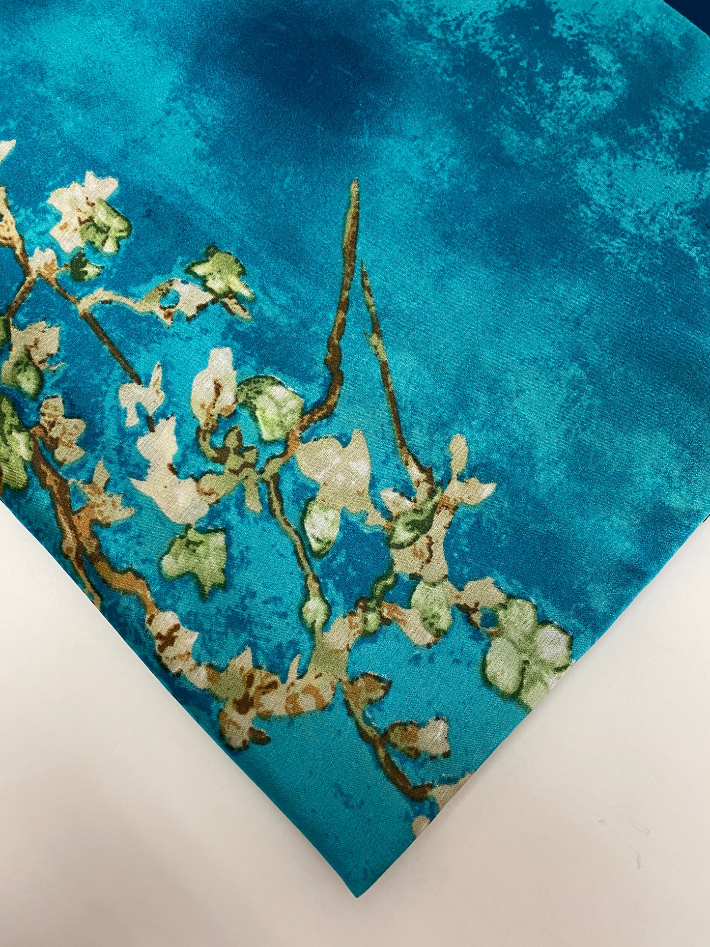 Teal Blossoms Silk Scarf
