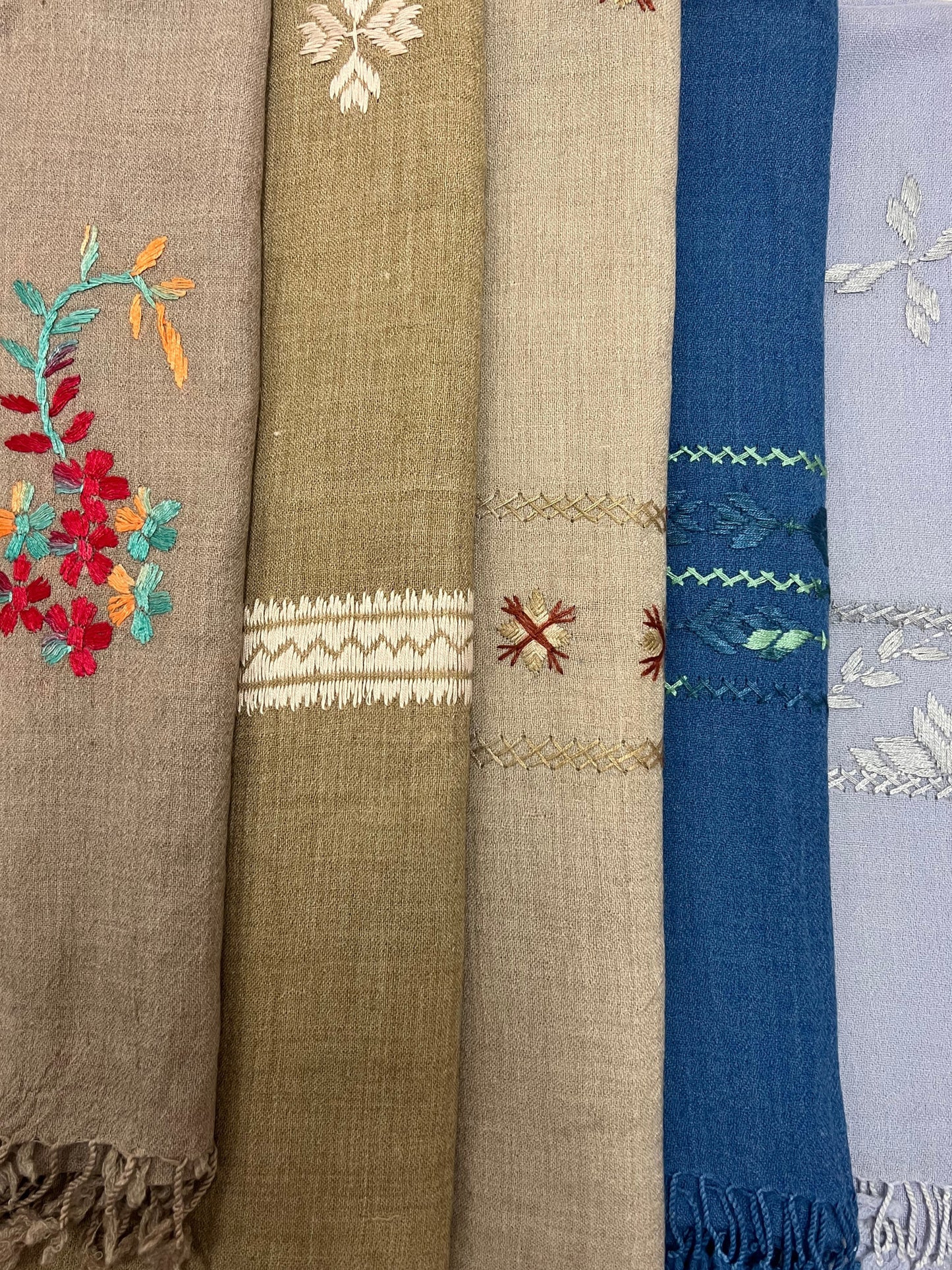 Hand Embroidered Wool Scarves