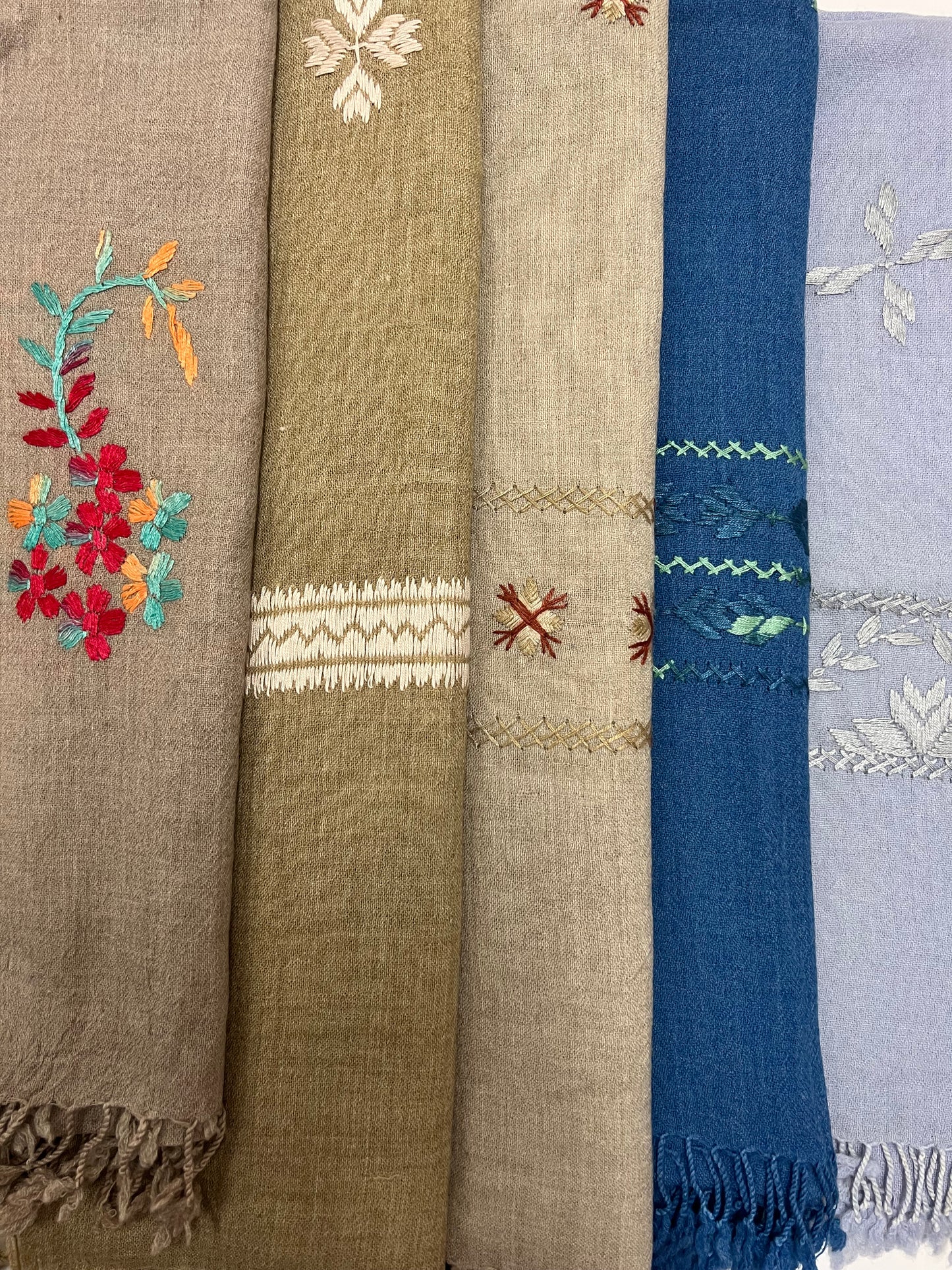 Hand Embroidered Wool Scarves