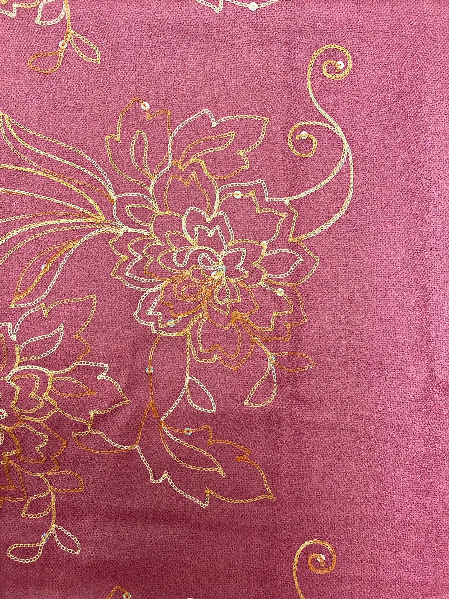 Pink Sequence and Embroidery Pashmina